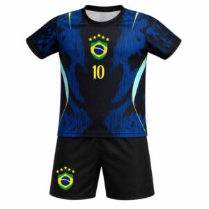 Kit Conjunto infantil Camisa e Short Bordados Brasil juvenil