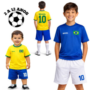 Conjunto Infantil do Brasil – Camiseta + Bermuda Uniforme