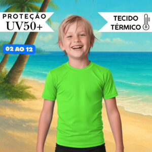 Camisa Térmica Infantil Menino Manga Curta Proteção Solar Uv50+