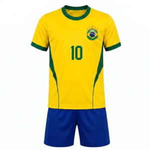 Conjunto Infantil Amarelo Verde Camiseta e Shorts Esportivo Número 10