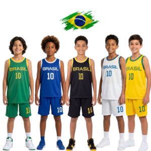 Conjunto Brasil Infantil Menino Futebol Regata e Short Esportivo