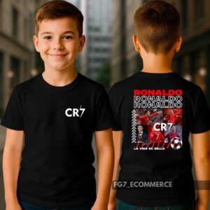 Camisa Jogador CR7 Cristiano Ronaldo Infantil Manga Curta
