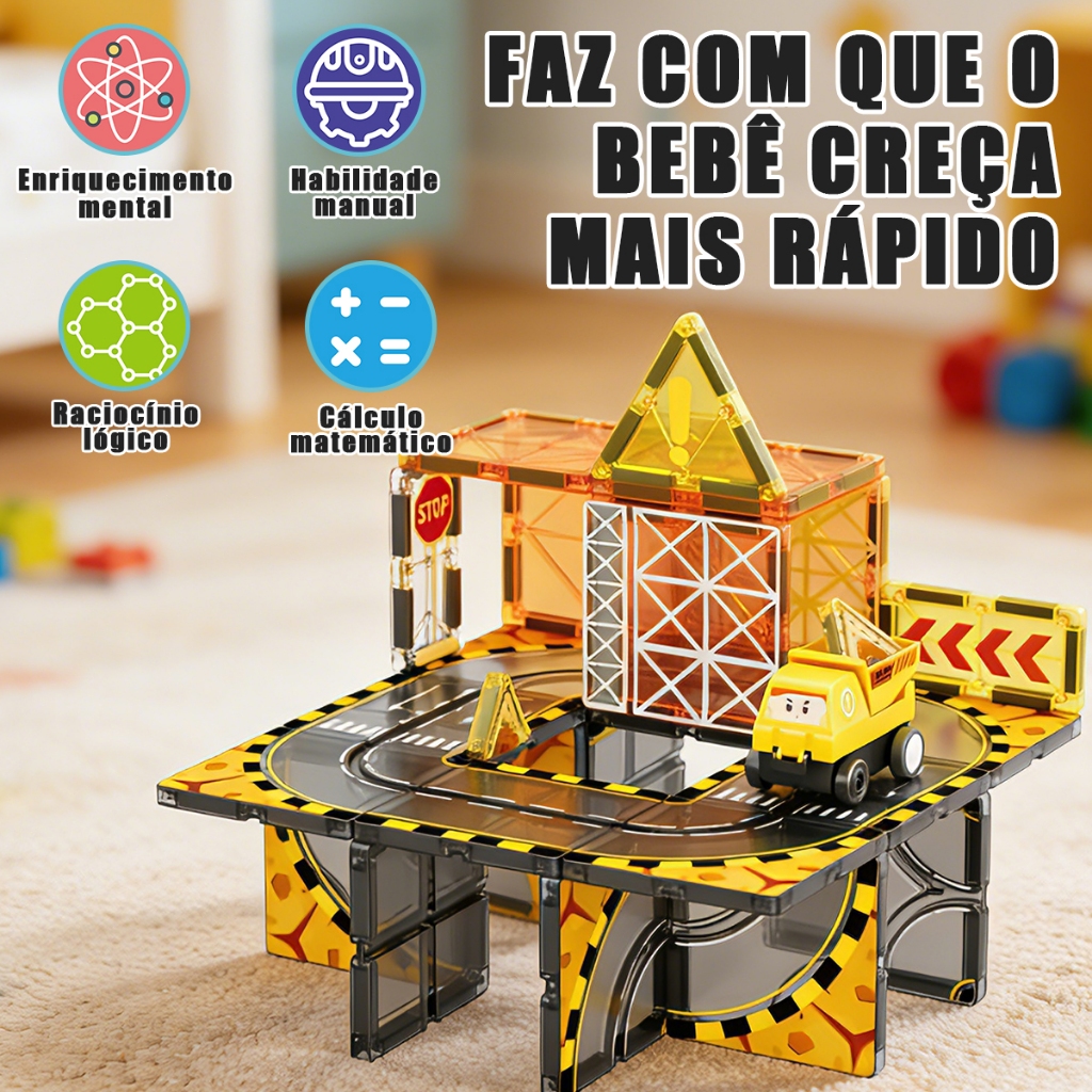 33 Peças Blocos de Montar Magnéticos Construção BRASTOY Infantil - Imagem 3