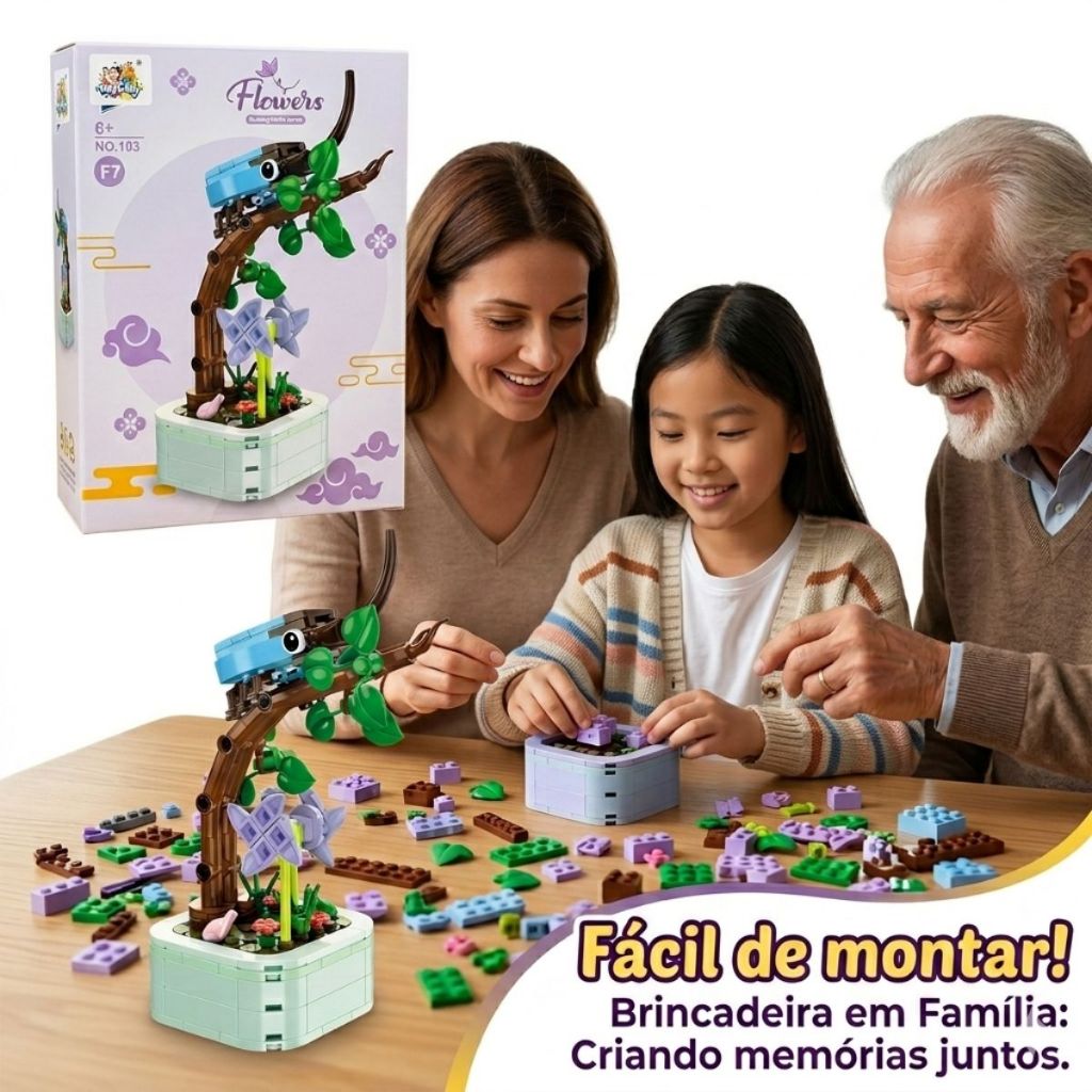 Blocos De Montar Insetos Flores Construir Brinquedo Educativo - Imagem 2