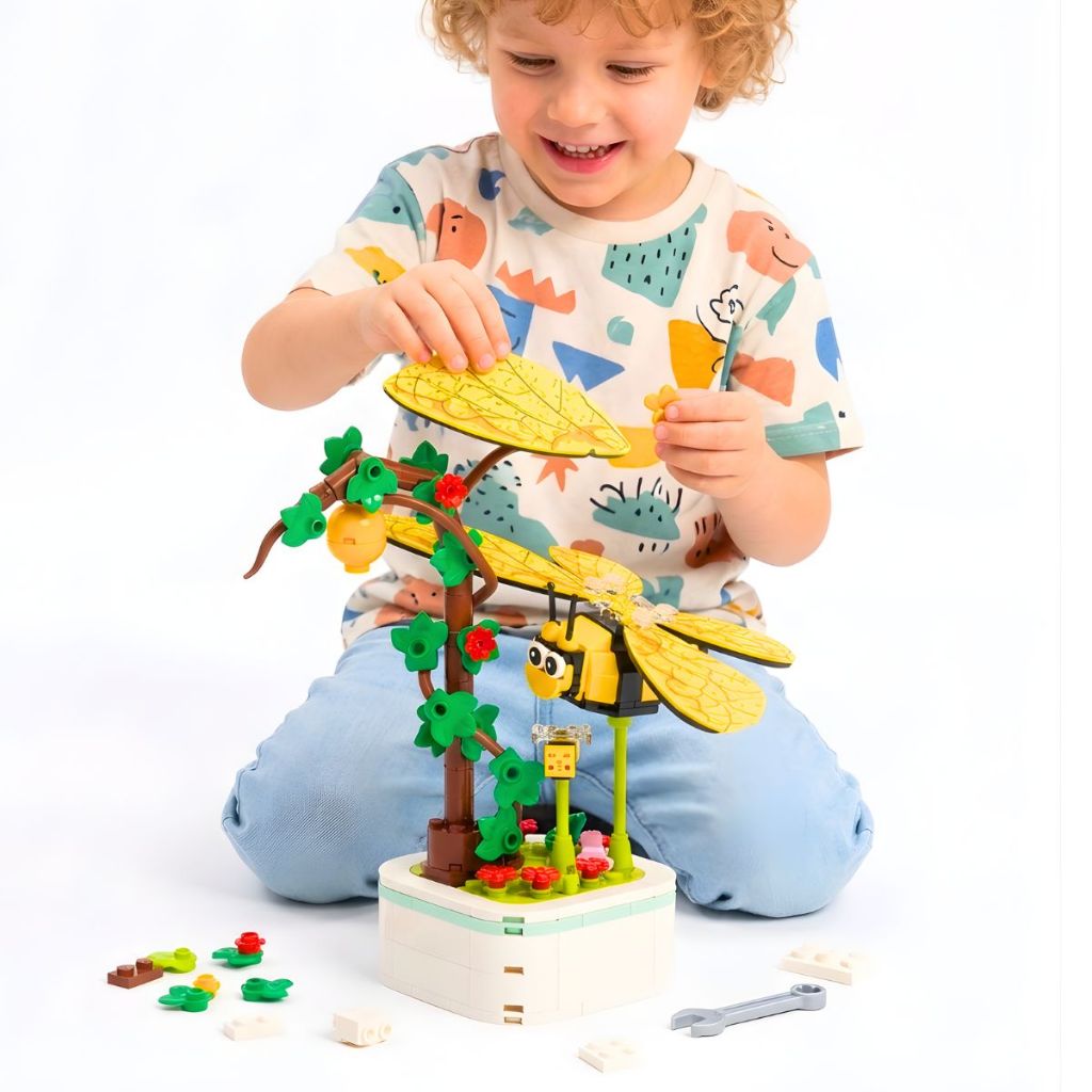 Blocos De Montar Insetos Flores Construir Brinquedo Educativo - Imagem 4