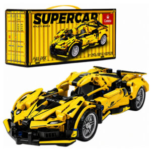 Blocos de Montar Supercarro Amarelo 422 Peças Embalagem Contêiner