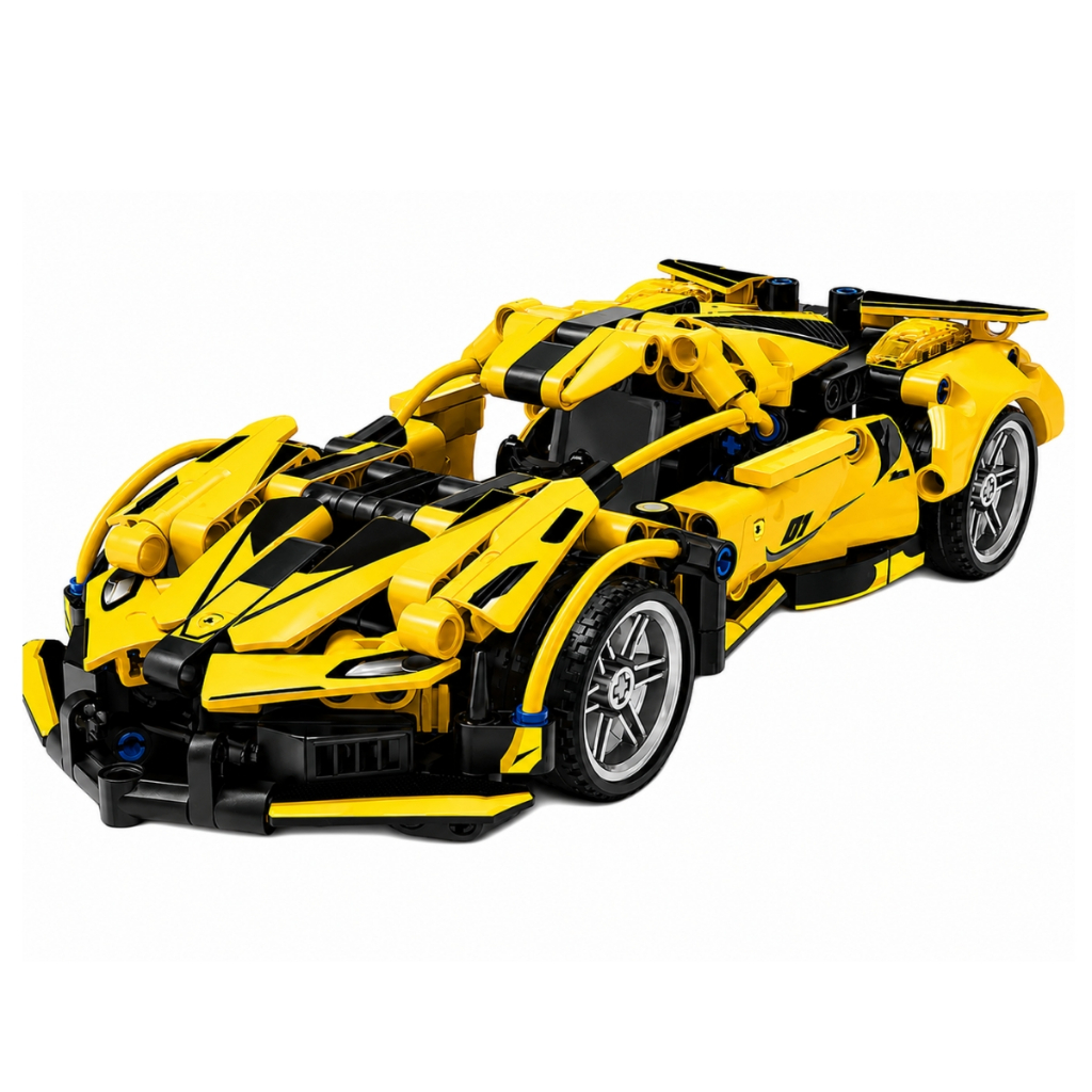Blocos de Montar Supercarro Amarelo 422 Peças Embalagem Contêiner - Imagem 2