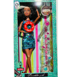 Brinquedo de Boneca com vestido brilhante morena com acessorios ACENDE LUZ E C/SOM