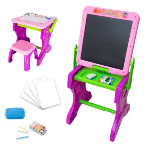 Mesinha Lousa de Desenho Infantil 2 em 1 Lousa Com Banquinho