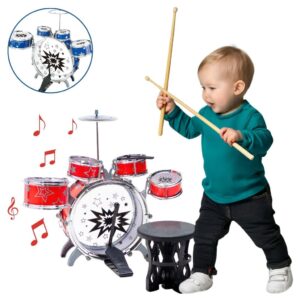 Mini Bateria Infantil Instrumento com Prato Tambor Baqueta