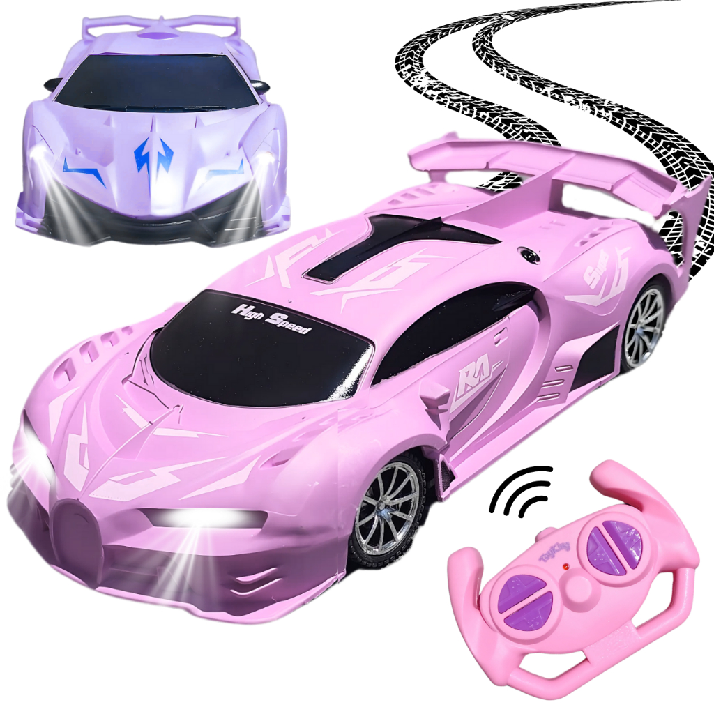 Carrinho Controle Remoto A Bateria Recarregável Para Menina Esportivo Rápido Lamborguini Ferrari Led - Imagem 3