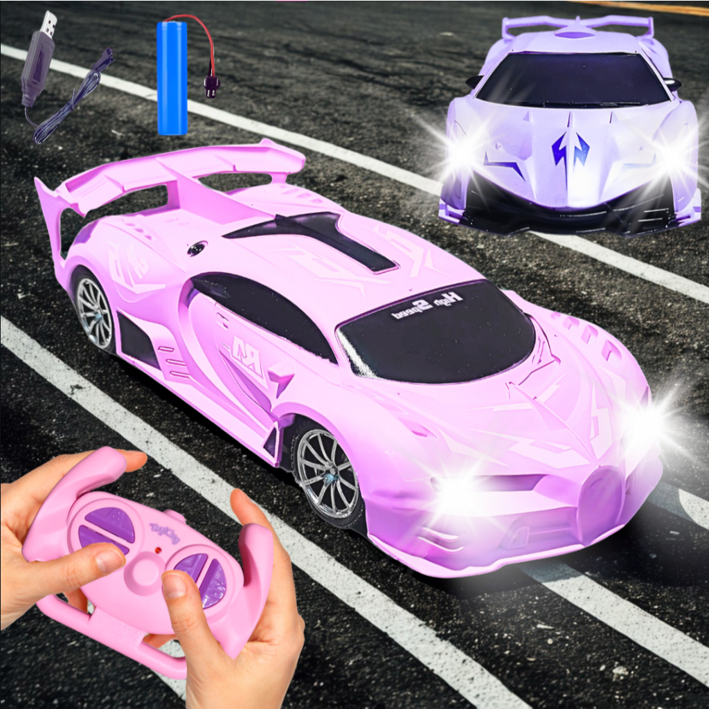 Carrinho Controle Remoto A Bateria Recarregável Para Menina Esportivo Rápido Lamborguini Ferrari Led - Imagem 5