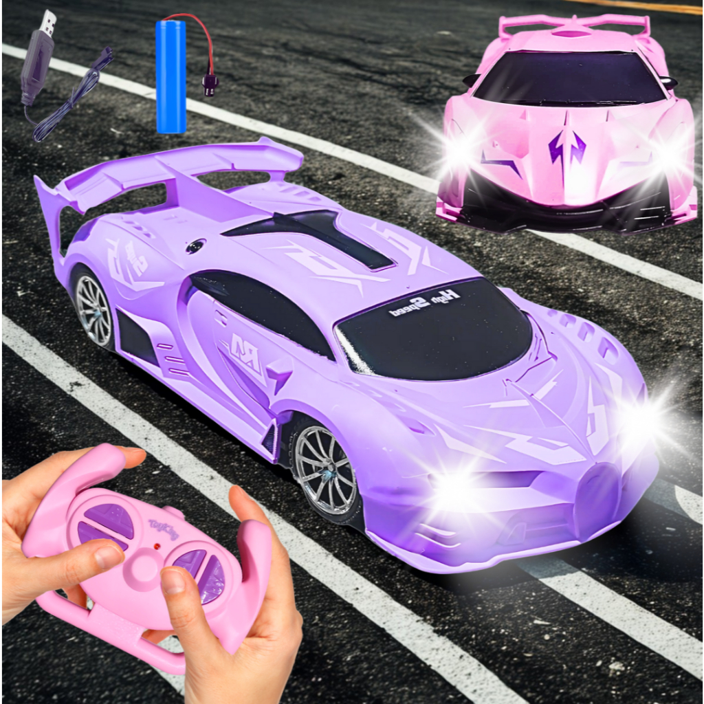 Carrinho Controle Remoto A Bateria Recarregável Para Menina Esportivo Rápido Lamborguini Ferrari Led - Imagem 6